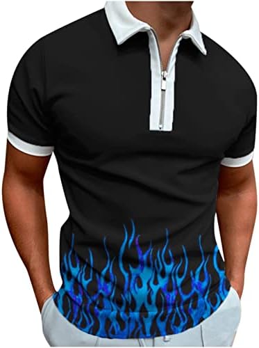 Менс кратки ракави Поло кошули патент лето лето -обичен тенок фит печатена маичка врвови тренингот спортски голф лапел плажа мета