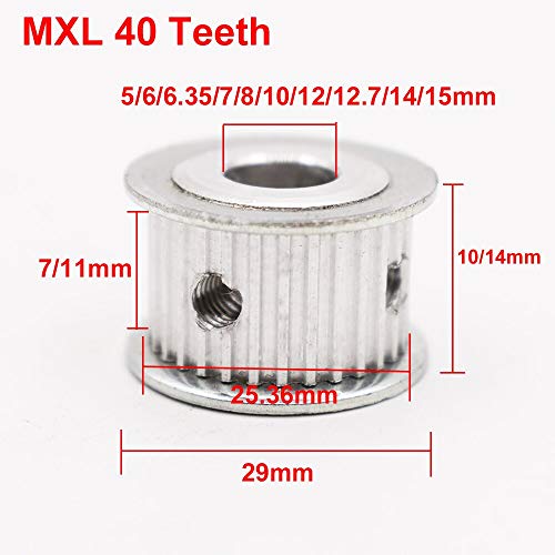 Power Tranmistion MXL тип 40T 40 Заби 2.032mm Временски временски услови 5/6/-12.7/14/15мм Внатрешна должина 7/11mm Синхрона