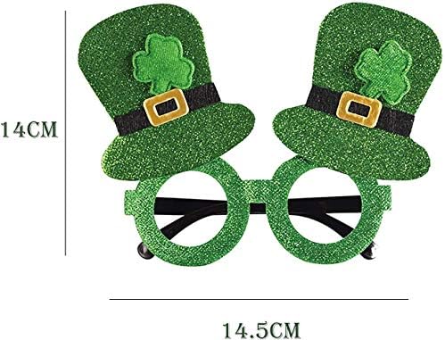Очили за Денот на Свети Патрик, очила за шамари, очила за детелина на партијата Патрик, зелени ирски додатоци за жени и мажи Лепречан