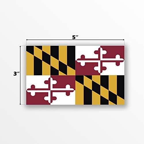 2-Спакувајте Налепници За Налепници За Државно Знаме На Мериленд | Официјално Државно Знаме На Налепници Во Мериленд | 5-Инчи на 3-Инчи