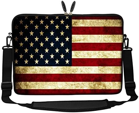 Meffort Inc 15 15,6 инчи Неопренови лаптоп торба за ракави за носење со скриена рачка и прилагодлива лента за рамо - знаме на САД