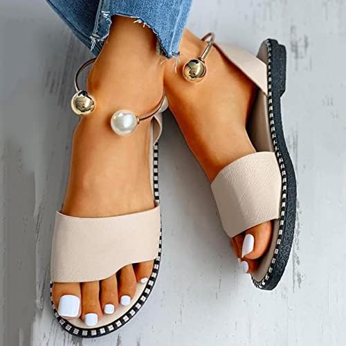2023 Новоандани за женски глужд бисер прстен каузални чевли дами летни кружни пети се лизгаат на чевли за слајд на плажа