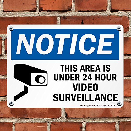 „Забелешка - оваа област е под 24 часа видео надзор“ етикета од SmartSign | 10 x 14 ламинат винил
