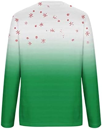 Женски екипи за џемпери на екипаж мода 2023 година Нова Година Долга ракав Божиќни џемпери Снегулка ирваси печати смешна блуза
