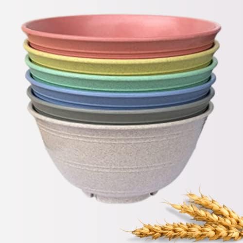 Euodia 24 мл нераскинлива пченица слама пластични длабоки чинии за житни култури, пуканки, супа, ориз, салата, закуска, десерт и глупак -Dishwasher