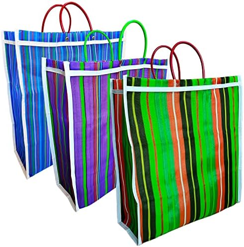 Пакет сет од 3 големи мексикански целосни торбички торбички, сите странични мрежни торби за мрежни мрежи во разновидни бои што