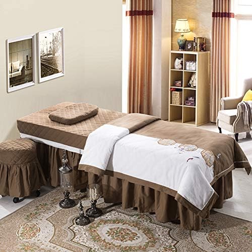 Чиста маса за масажа на маса масата во чистање на чипка, едноставна покривка за кревети за убавина 4 парчиња за дишење за дишење