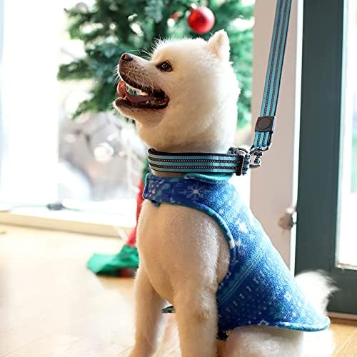 Думили Божиќно куче зимско палто, реверзибилно кучиња од џемпер од руно, миленичиња ладно време јакна за мали средни големи кучиња