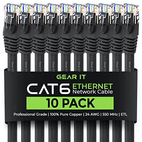 GearIT Cat 6 Етернет Кабел 6 стапки-Cat6 Лепенка Кабел, Мачка 6 Лепенка Кабел, Cat6 Кабел, Мачка 6 Кабел, Cat6 Етернет Кабел, Мрежен Кабел,