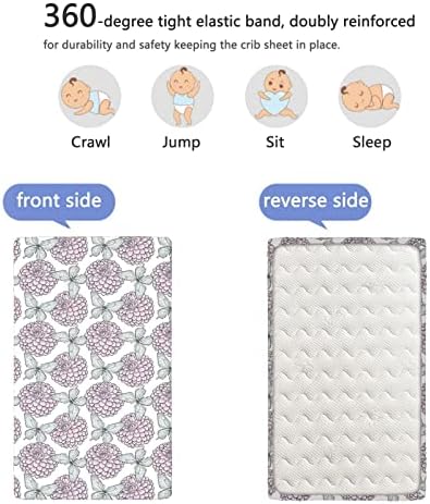 Пастелни тематски опремени мини чаршафи, преносни мини креветчиња со меки и затегнати вградени чаршафи за креветчиња за креветчиња за девојче или момче, 24 „x38“, бл