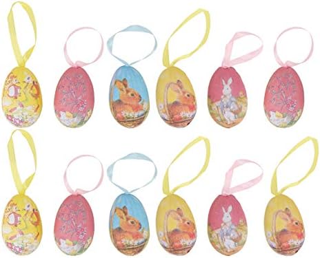 Амосфун Велигденски украси за домот 12 парчиња Велигденски приврзоци за јајца DIY јајце декори за забава