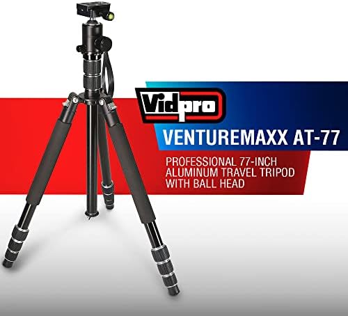 Vidpro VentureMaxx AT - 77 Професионален 77-Инчен Алуминиумски Статив За Патување И Монопод Во Еден Со Топчеста Глава-Компактна И Лесна Комплетна