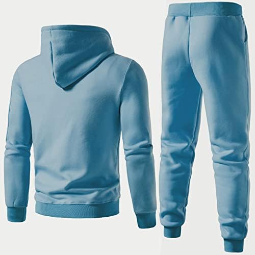 Машки тренерки со облека од 2 парчиња облека за мажи случајни качулки спортови за џогирање костуми