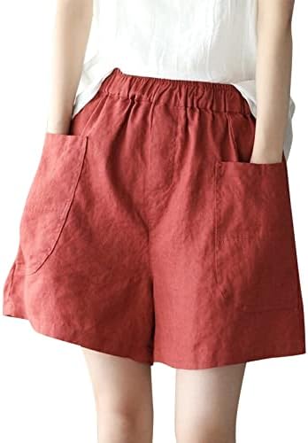 Миашуи компресија шорцеви жени еластични кратки женски панталони цврсти памучни џебни половини лабави панталони жени шорцеви случајни