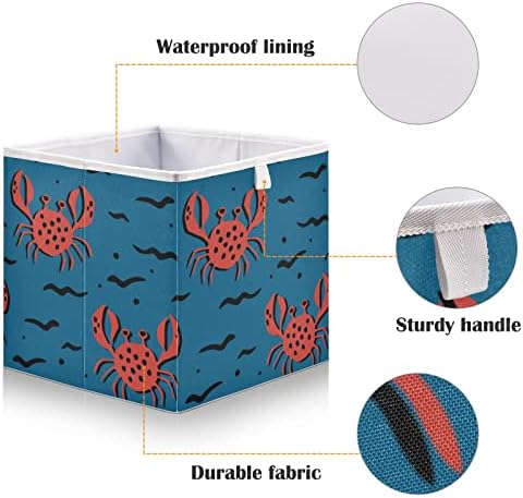 Катаку Ракови Море Живот Коцка За Складирање За Организација, Правоаголни Коцки За Складирање Ткаенина Плакарот Канти За Складирање