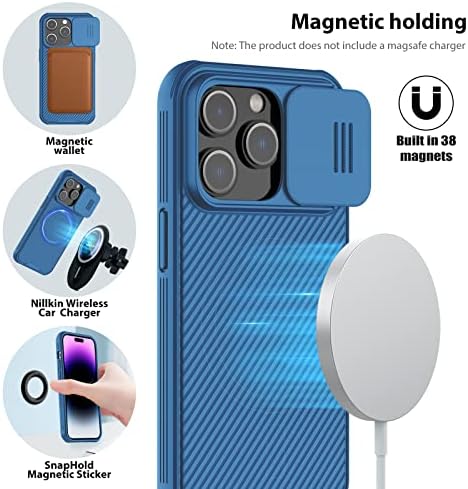 Nillkin за iPhone 14 Pro Магнетни Случај Компатибилен Со Magsafe, Лизгачки Капакот На Камерата, [Целосна Околу Заштита], [Анти-Отпечаток