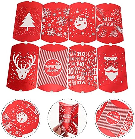 16 парчиња Божиќна печатена кутија за бонбони, креативна перница во форма на кутија, третирајте го сопственикот Божиќни украси подароци