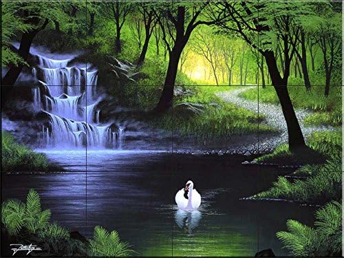 Фреска Од Керамички Плочки-Лебедови Водопади-Од Џонatенбери