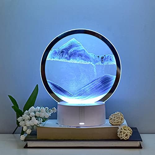 HOPEG USB Quicksand Table Lamp, 3D Moving Sand Art, 7.87in 360 ° Ротирачки декорација на песочен часовник, креативна уметност