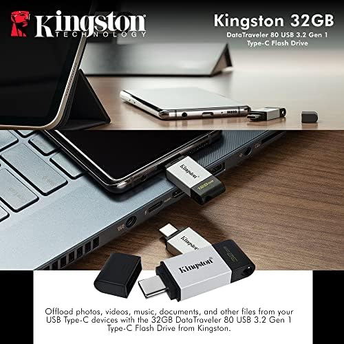 Кингстон 32gb DataTraveler 80 Пренослив ЛЕСЕН USB Флеш Диск-DT80/32GB w/ USB 3.2 Gen 1 Тип-C Врска, 200 Mb/s Брзини На Читање + Xpix Пакет Вклучувајќи