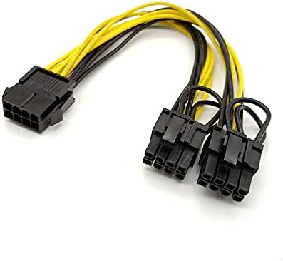 Конектори 6pcs 8 пински женски до двојно pcie 2x 8 пински машки адаптер за напојување за разделување на кабел за графичка картичка BTC рудар -