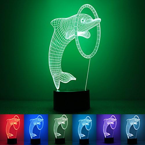 Preeyawadee Active Active Animal 3D LED USB USB LAMP 3D симпатичен делфин скокање на хула облик на обрачот 7 бои Промена на ноќно
