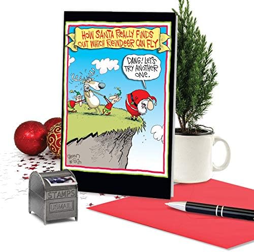 NobleWorks - цртана Божиќна белешка картичка со плик - Смешна шега стрип, канцелариски материјал за Божиќна празник - ирваси може да