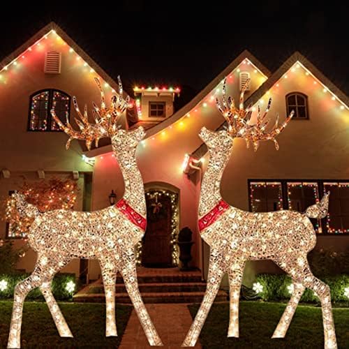 HHMEI осветли Божиќни елени санки на отворено во дворната декорација Зимска декорација за предни дворови sgcabi5ibtnyai