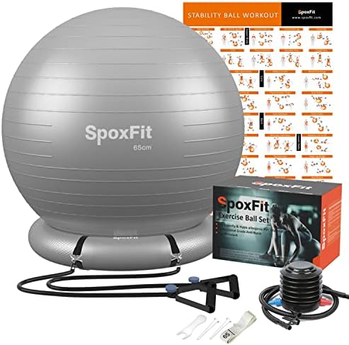 SpoxFit Вежба Топката, 65cm Анти-Рафал Јога Топката, Стабилност Фитнес Топката за Раѓање &засилувач; Основни Сила Обука, Вклучува
