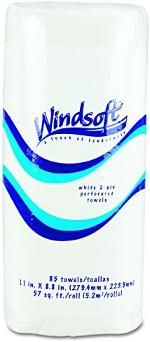 WindSoft 1220-85RL Перфориран ролна за крпи за хартија, 11x8 4/5, бела, 85 табели