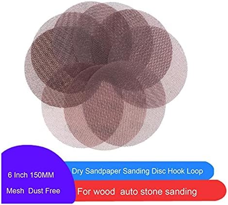 Средба со полирање од дрво метал 30 парчиња од 6 инчи 150 мм решетки за пескарење на мрежи и без прашина и анти-блокирачка остра абразивна хартија за кружно дрво за обр?