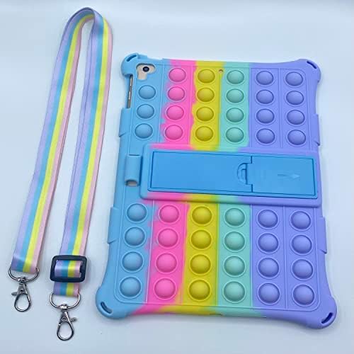 Детска кутија за iPad 5 -та 6 -та генерација 2017/2018 9.7 Case Girls Boys, Ufainei Fidget Push Bubble Tablet Case со Kickstand,