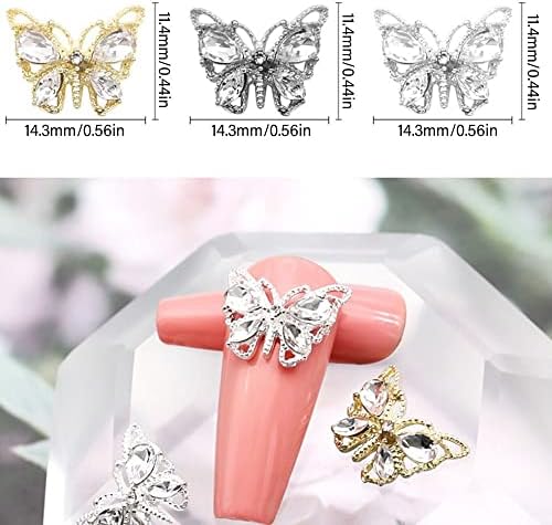 10 парчиња циркон DIY златни сребрени нокти украси накит за украси за украси на маникир - додатоци за маникир -