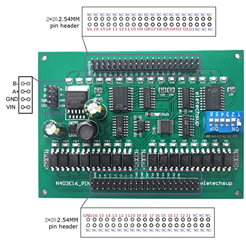 Eletechsup 16DI-16DO DC 12V 24V RS485 IO Порта далечински управувач модул Modbus RTU Switch Вредност Далечинска табла со PIN