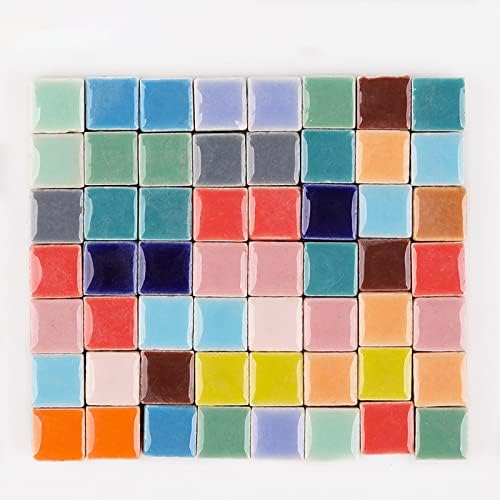 Pinuo & KE 200 парчиња / 200 g квадратни форми 1x1 cm квадратни керамички мозаик мозаични плочки за занаети, разнобојни стаклени