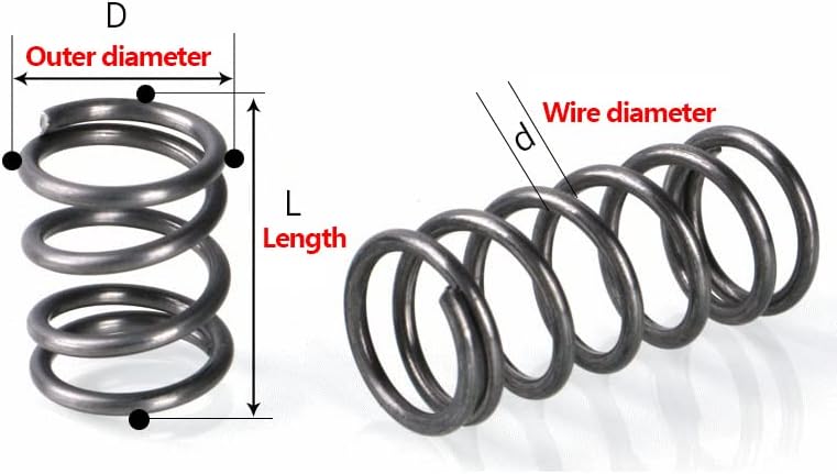 GAURAV 2PCS Компресија на пролетта челична жица Дијаметар 2мм Надворешен дијаметар 10-30мм Ослободување на пролетта за враќање 80/90мм,