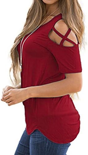 Женски култури кратки ракави Туника трендовски секси симпатична дневна блуза опуштена вклопена мета врвови лето пролет удобно вклопување