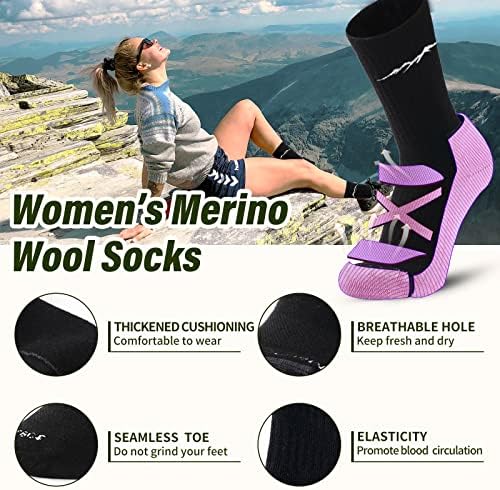 4 пара органски мерино волна чорапи за жени влага за плаќање чорапи за трчање секојдневни термички екипи за подигање перничиња чорапи