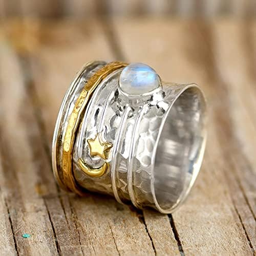 Emsенски прстени модна месечина и starвезда кристал вртливо прстен дами Декомпресија широкопојасен прстен открива лични прстени