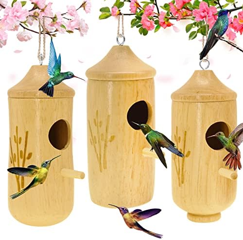 Куќи за колибри, 3 парчиња куќи за птици за градинарски прозорец на отворено домашно количество замавнувајќи колибри гнездо