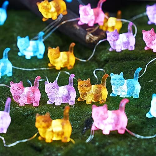 Jashika мачка декор симпатична жица за жици на самовили за самовила, приклучок за декоративни светла 10ft 30д батерија управувана