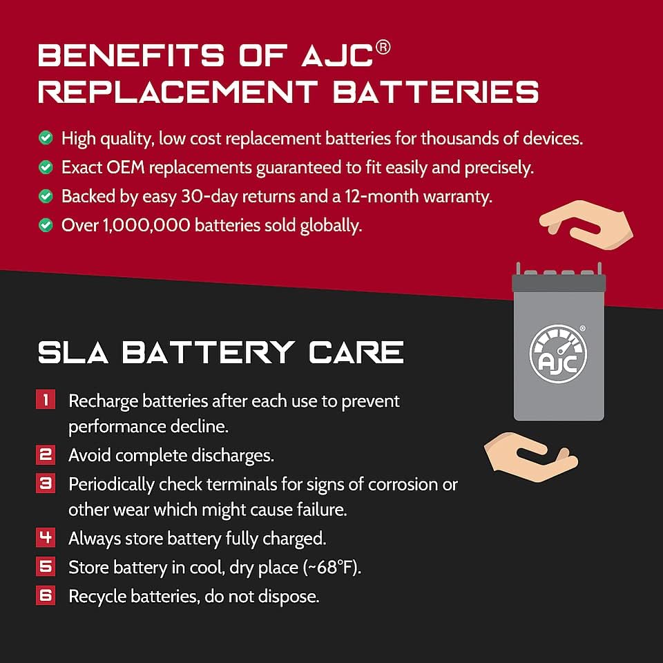 AJC Батерија Компатибилна Со Panasonic LC-R064R2P 6V 4.5 Ah Алармна Батерија