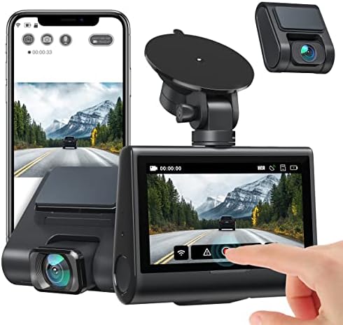 iZEEKER 4K Двојна Цртичка Камера Со WIFI GPS, 4K&засилувач;1080p Цртичка Камера Напред И Назад, 3 IPS Екран На Допир Автомобил Камера Со Sony