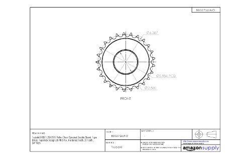 Tsubaki D60Btl25 Sprocket на ролери, двојно влакно, дизајн на Taperlock, зацврстени заби, потребни се 2517 грмушки, 25 заби, 60 ANSI