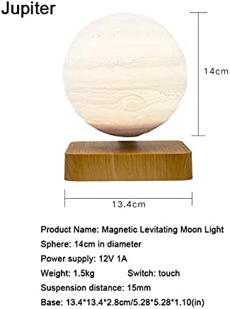 Ноќно светло осветлување Креативна магнетна левитација 3Д печатење Месечина Светилка Декорација на кревет суспендирана месечина светилка за