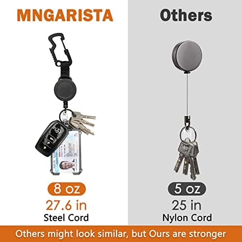 Mngarista 2 пакет за влечење на тастатурата, држач за значки за карабинер MultiTool, 8oz повлекување, ролна со тешки значки, ланец на клучеви што може да се повлече со челичен к?