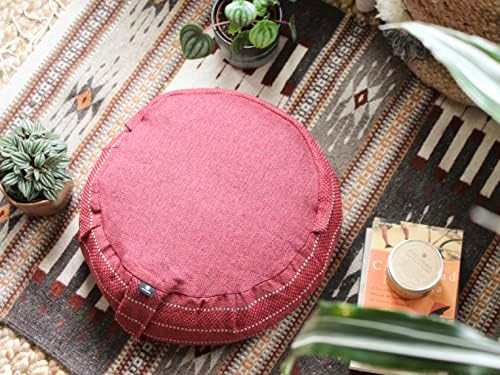 Чиста чакра 16 ”тркалезна перница за медитација за Зафу | Леќата за леќата Пополнете uteута органски памук | Перница на подот на јога | Традиционален
