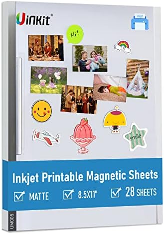 Uinkit 18 листови што можат да се печатат магнетни чаршафи кои не се лепила 13,5 мил. 8,5 x 11 инчи дебела магнет мат хартија за печатачи со инк -џет
