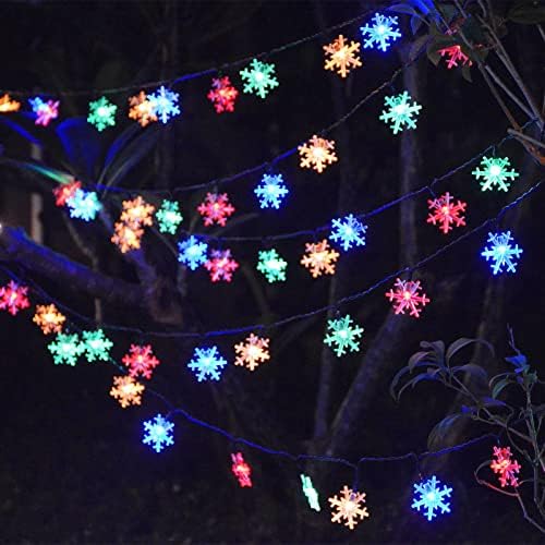 Виндрип мулти-бои соларни Божиќни светла на отворено, 55 метри 100 LED соларни снегулки светла жица водоотпорна декорација на надворешни