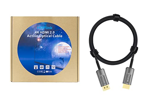 4к HDMI Оптички Кабел 50ft HGFlink Голема Брзина 18gbps Поддржува 3D 4K60Hz 4: 4: 4 Вистински HD Dolby 7.1 Визија HDR10 erc HDCP2. 2 Компатибилен